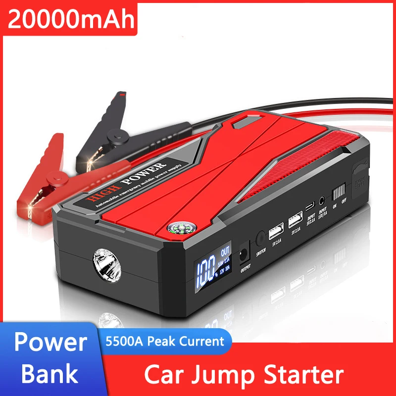 Car Jump Starter Power Bank for iPhone 15 13 Samsung 12V Starting Device for Petrol Diesel Car Portable Battery Booster Charger