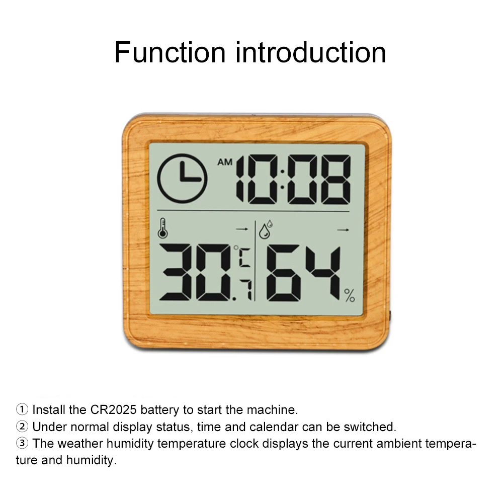 3.22inch Large LCD Digital Indoor Thermometer Hygrometer Room Living Room Decoration Electronic Clock Fashion Office Desk Clock