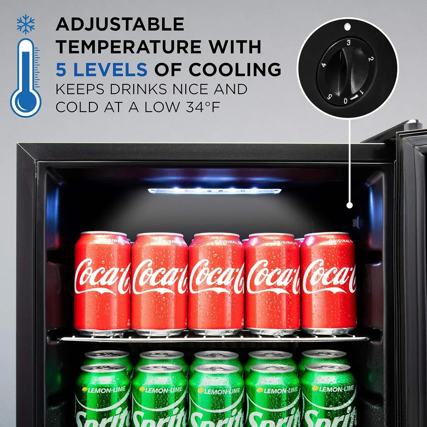 Cocktails, Soda, Juice Cooler for Home & Office | Reversible Glass Door & Adjustable Shelving, Stainless Steel