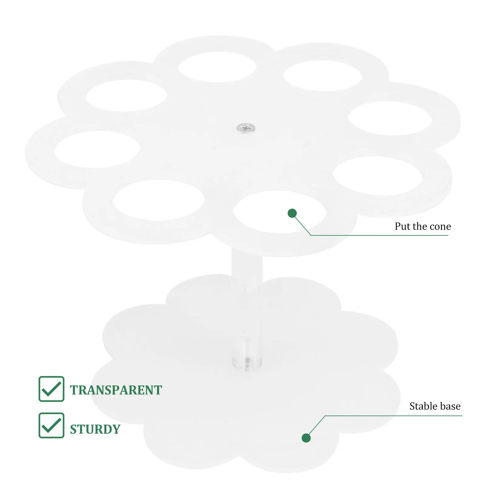 

1pc Ice Cream Cone Rack 8-Hole Transparent Acrylic Holder For Mini Cones Popcorn Waffle Dessert Stand Crispy Cone Storage