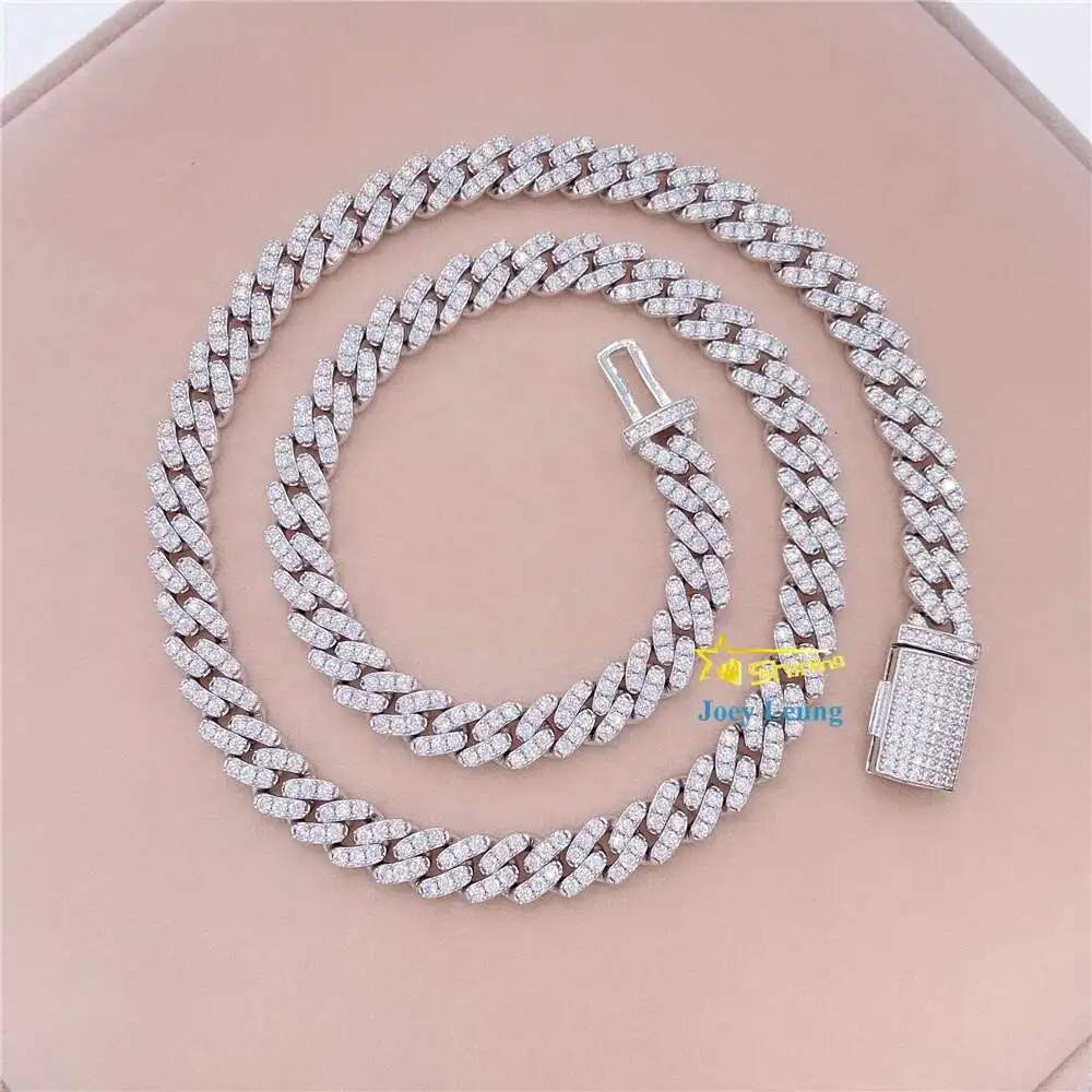 Gra Certificate Pass Diamond Tester Vvs Moissanite Diamond 8mm Round Edged Hip Hop Iced Out Jewelry Cuban Link Chain Necklaces