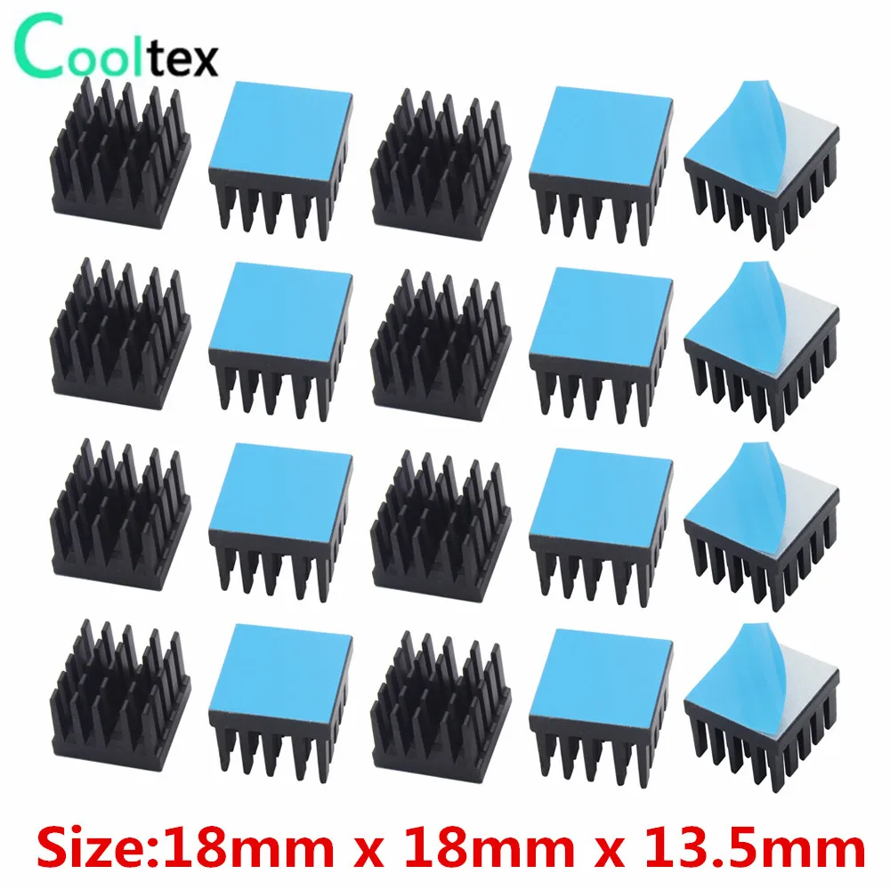 

30pcs 18x18x13.5mm Black Aluminum Heatsink heat sink for Electronic Chip IC MOS Raspberry pi With Thermal Conductive Tape