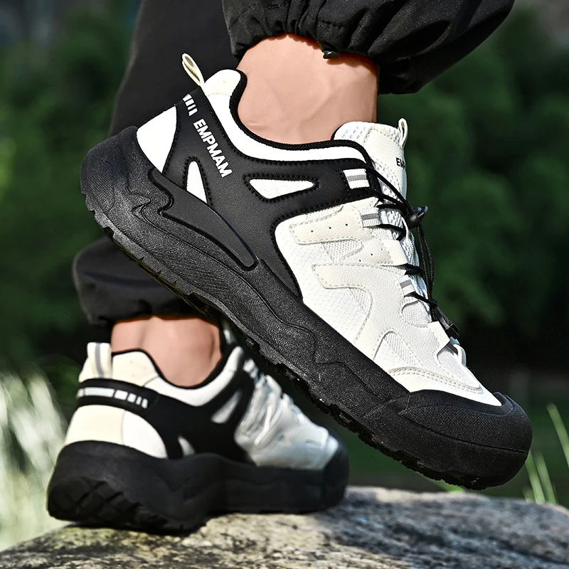Outdoor Hiking Shoes Men Thick Bottom Lightweight Men Shoes Breathable Lightweight Wear-resistant Casual Sports Shoes Mens