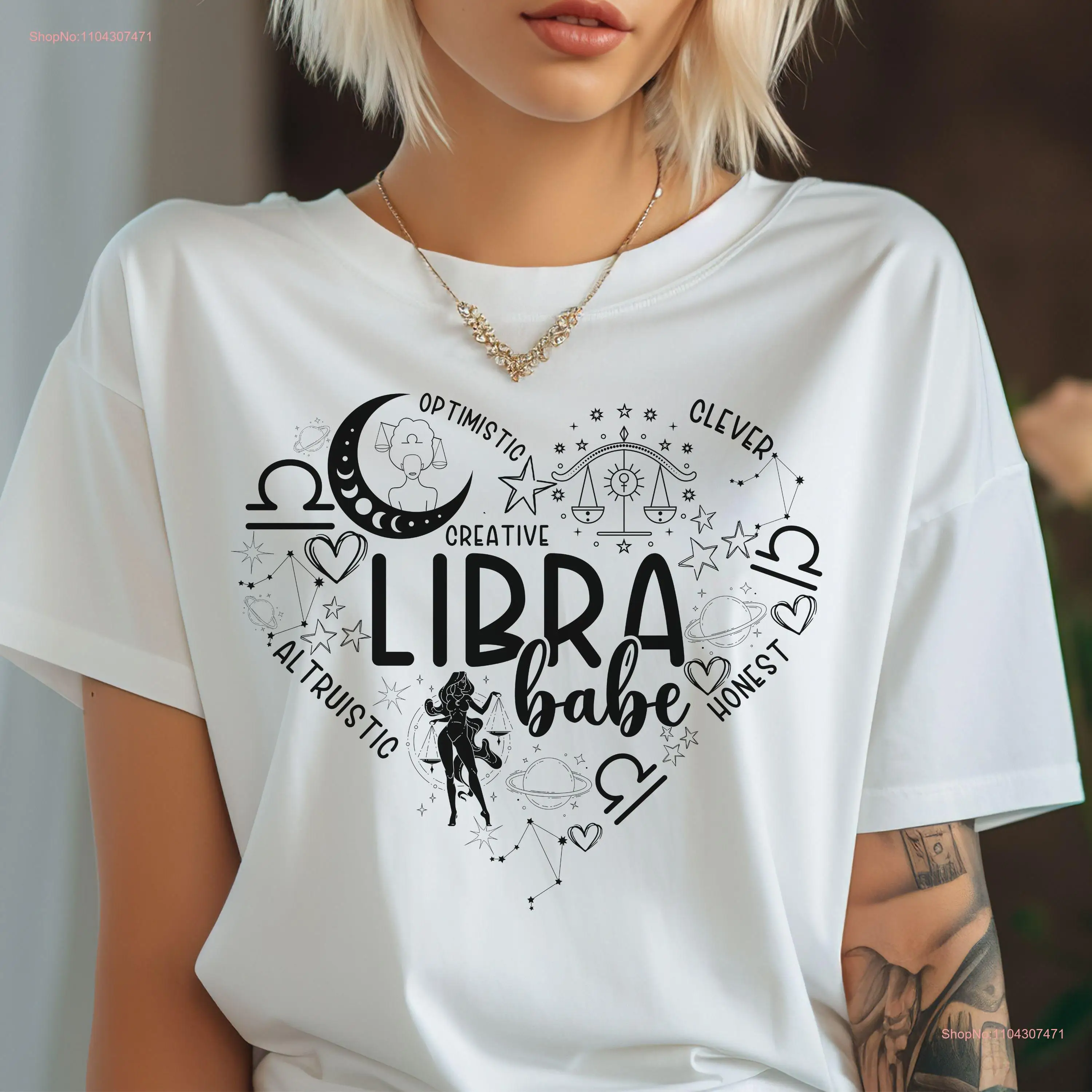 Libra Babe Birthday T Shirt September October Zodiac Astrology Horoscope Celestial Moon Star Sign long or short sleeves