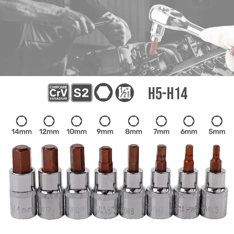 1/2 Hex Bit Socket Screwdriver Torx Star Socket Bit Hex Shank Electric Screw Driver Star Bit Set Allen Key Socket Wrench Tool