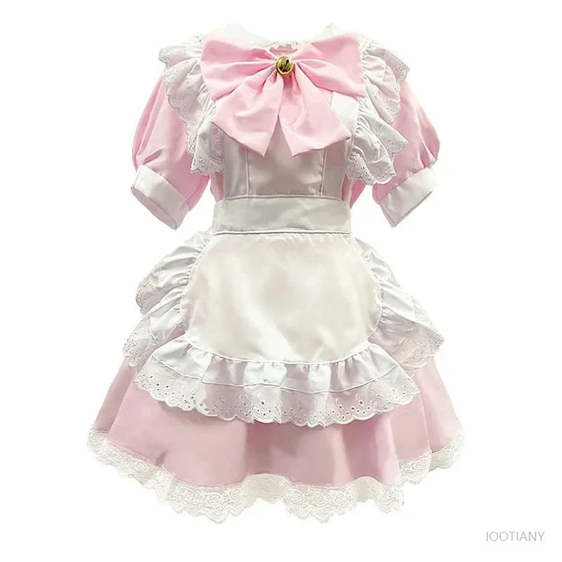 

Sweet Pink White Maid Costume Anime Cosplay Costume Stage Performance Fancy Fashion Costume Skirt Apron Bow Tie Headband Set
