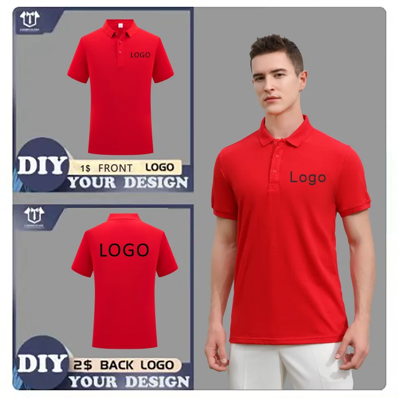 Summer 100% Cotton Polo Shirt Customized Logo Print Text Picture Brand Embroidery Personal Company Breathable Tops Supplier