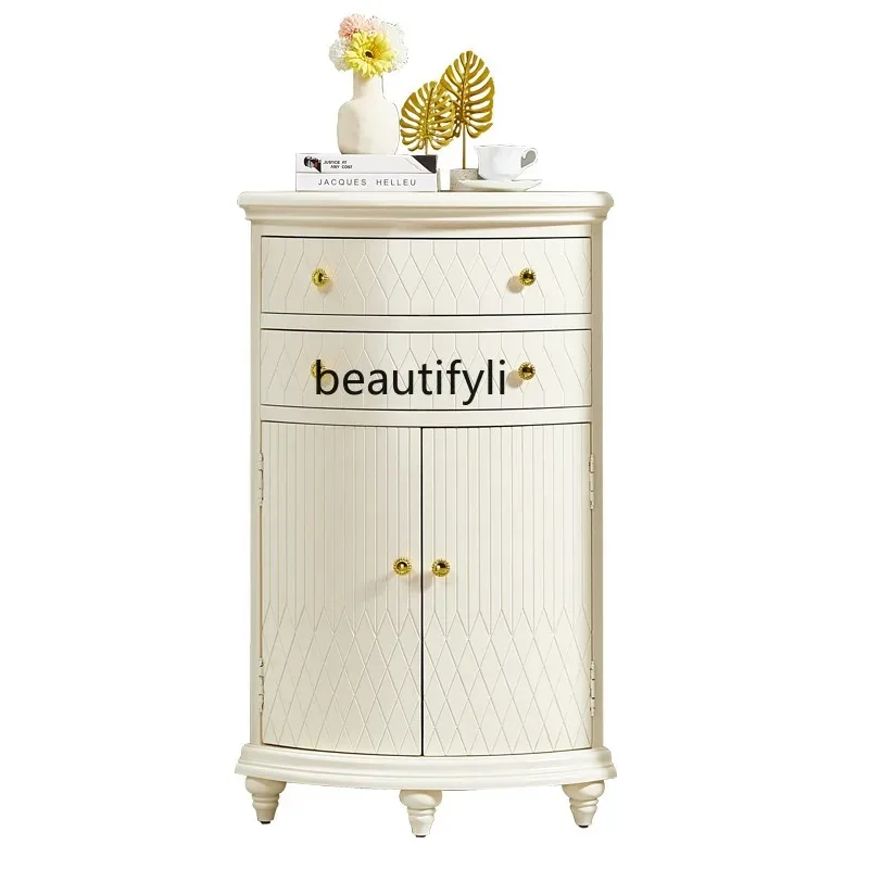 A48 Light Luxury Corner Cabinet Triangular Corner Cabinet Modern Minimalist Living Room Solid Wood Corner Storage Cabinet