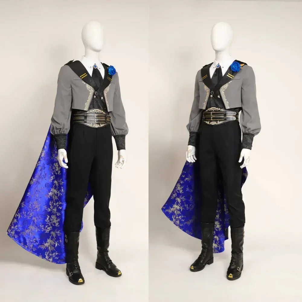 Fantasy 7 Sephiroth Cosplay Costume Blue Rose Thorn Night Sephiroth Outfit Man Game Battle Suit Custom Size