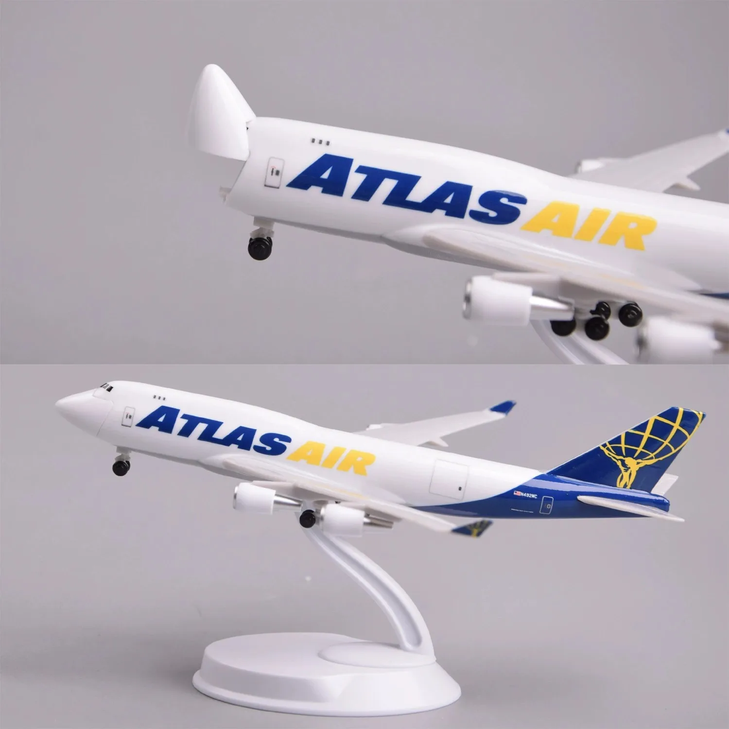 Atlas Air B747 Open Hatch ABS 20cm Aircraft Model Kit For Adults Plastic Decoration  Aviation Gift for Collections and Displays