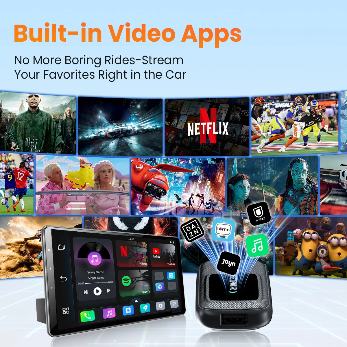 محول Carplay اللاسلكي اللاسلكي أندرويد ترقية السيارات واي فاي 6 1080P تدفق تشغيل الوسائط المتعددة محول السيارة تحديث FOTA