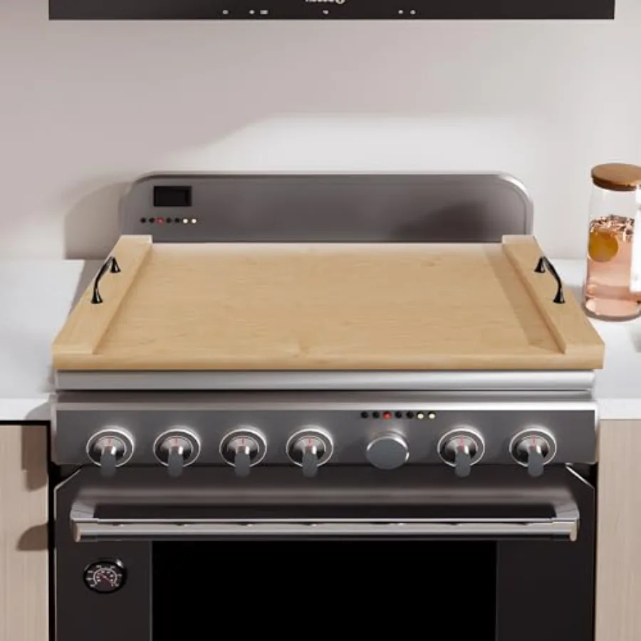 

Noodle Board Stove Cover 29.5" x 22" Wood Stove Top Covers wi Handles for Electric and Gas Stoves Easy to Clean l Purpose Kitch