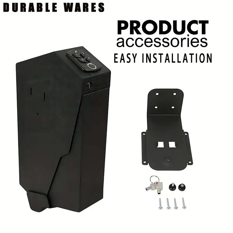 Biometric Gun Safe for Nightstand, Wall, Truck.Auto - open, hidden design.Features fingerprint access, 4 - button backlit keyp