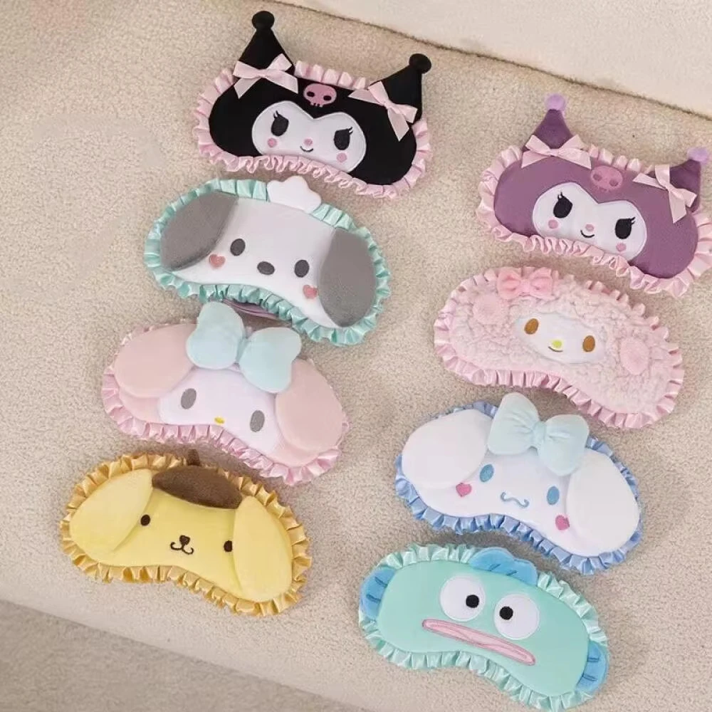 Sanrio Kawaii Plush Eye Mask Kuromi Cinnamoroll Sleeping Blackout Blindfold Melody Anime Lunch Break Eyeshade Ladies Protection