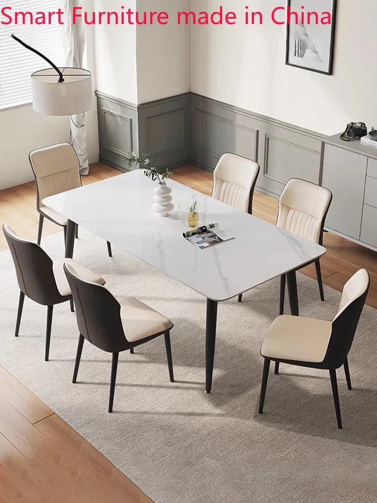 Rock dining table online celebrity Italian small household new bright rectangular dining table is light, luxurious, modern