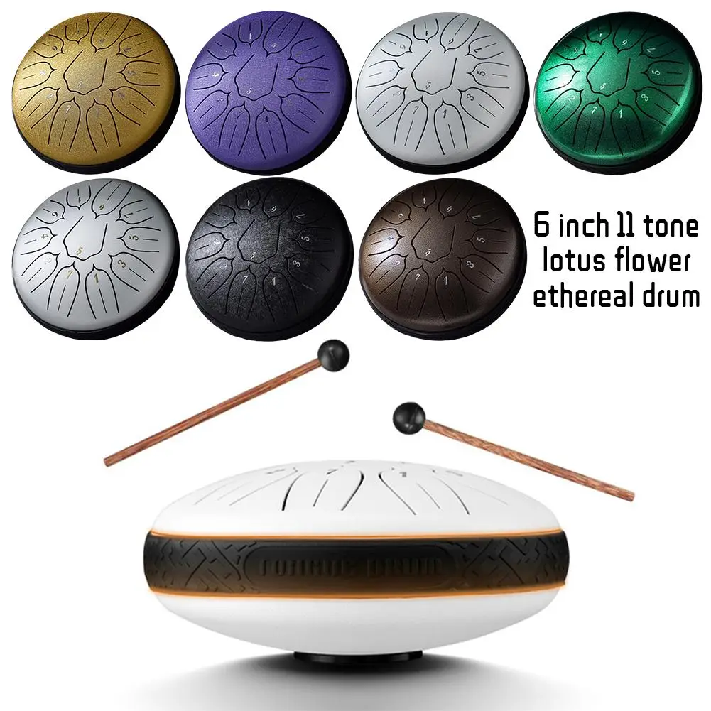 6 Inch 11 Notes Steel Tongue Drum Instrument D Major Percussion Drum Gift Drum Musical Yoga Zen Steel Meditation Christmas W6K1