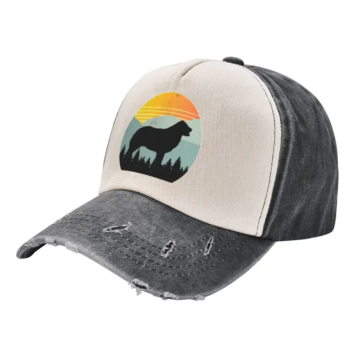 Distressed Vintage Sunset Mountains Happy Border Collie Gift Baseball Cap Beach Outing Elegant Women's Hats Men's