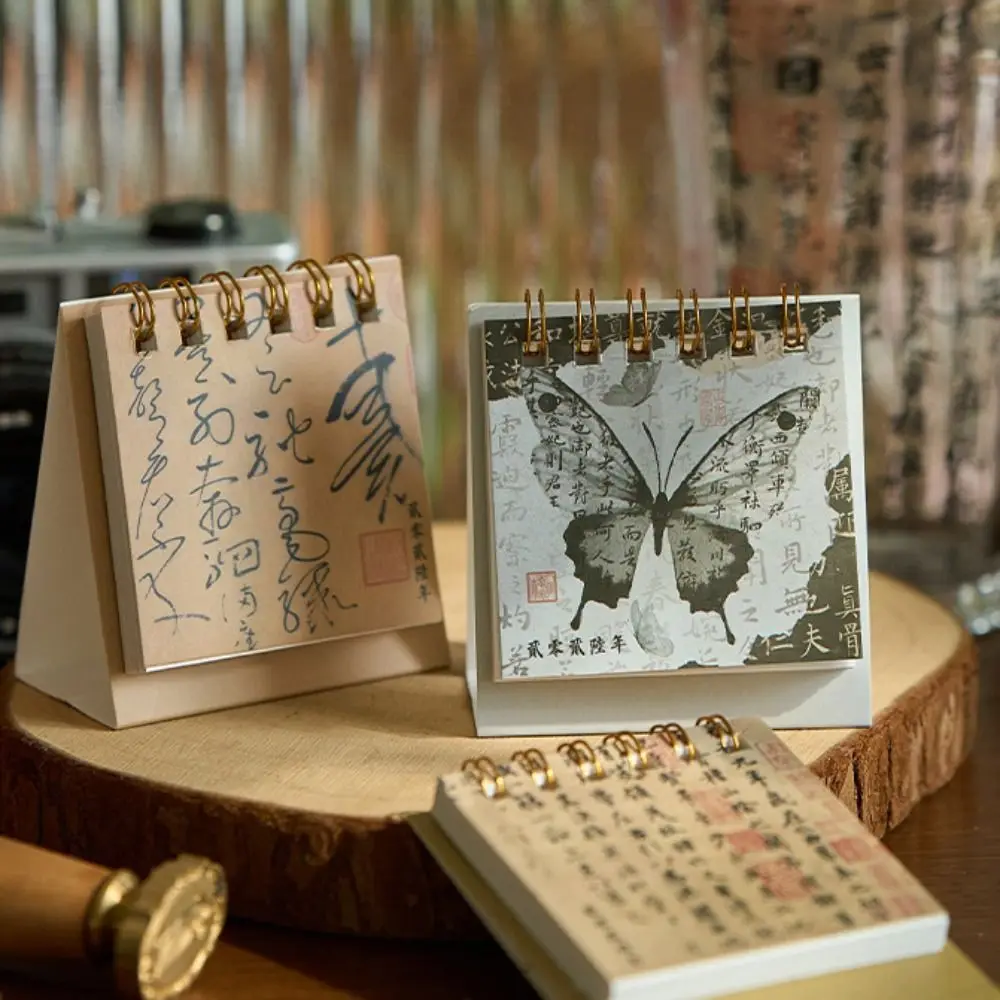 Month Date Display 2026 Mini Desk Calendar Chinese Style Ink Wash Painting Horse Year Calendar Simple Date Planner