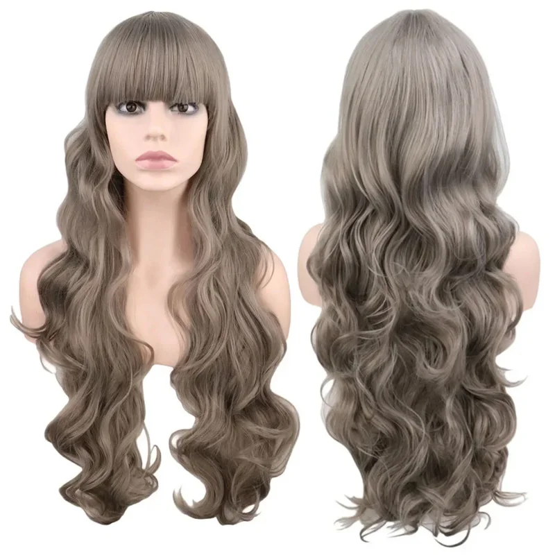 Zizi 2025 QQXCAIW طويل متموج تأثيري أسود أرجواني أبيض أحمر وردي أزرق شقراء برتقالي فضي رمادي 80 سنتيمتر خصلات الشعر المستعار الاصطناعية #6