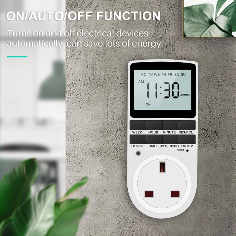 Uk Plug Digital Timer Plug Socket, Electrical Programmable Plug In Timer Switch For Light, B And More, With Large Lcd Display An