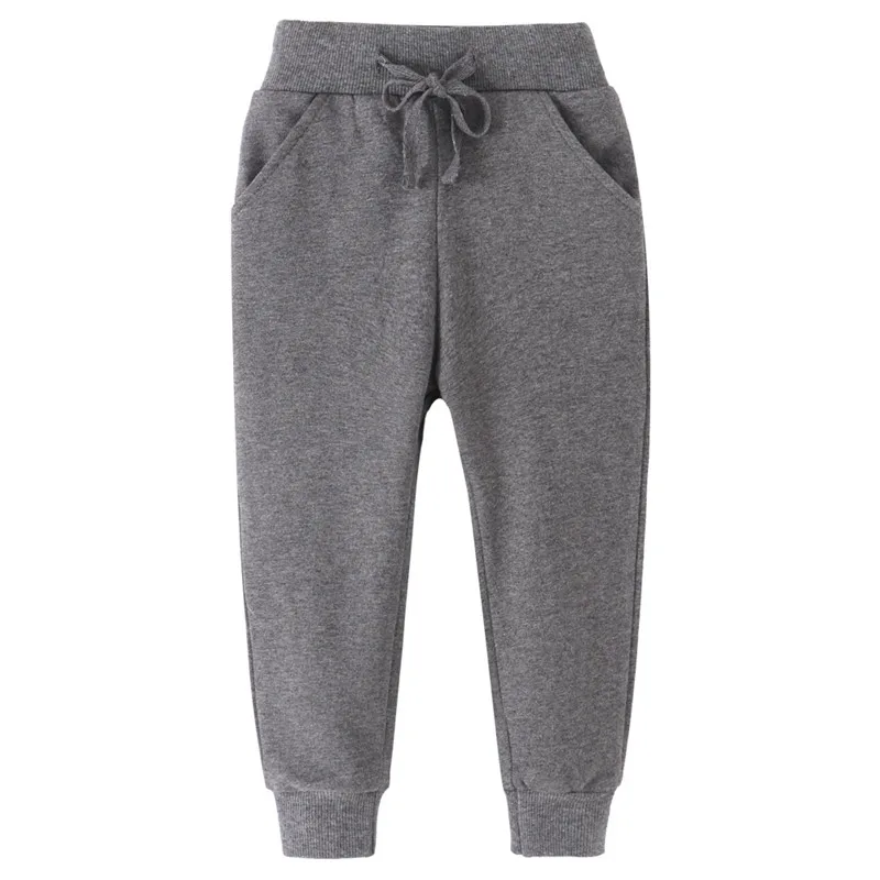 Jumping Meters Dark Grey 2-7T Children\'s Solid Boys Sweatpants Drawstring Autumn Spring Boys Girls Trousers Pants Baby Clothes