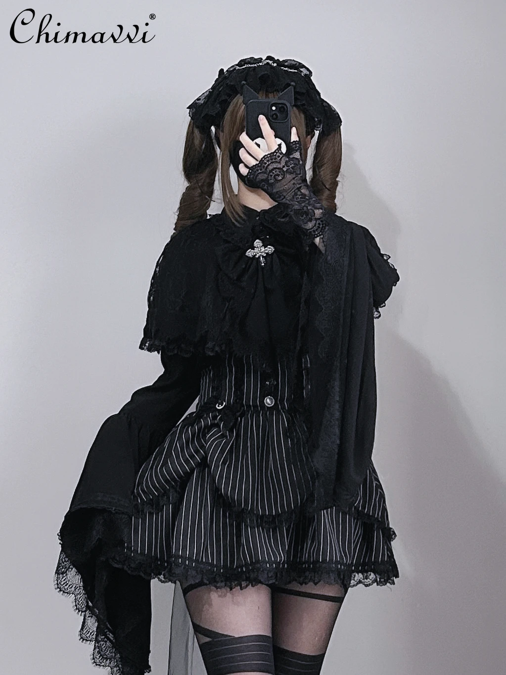 Original Japanese Mine Series Mass-produced Skirt New 2024 Autumn New Dark Girl High-waisted Lace Splicing Lolita Short Skirts