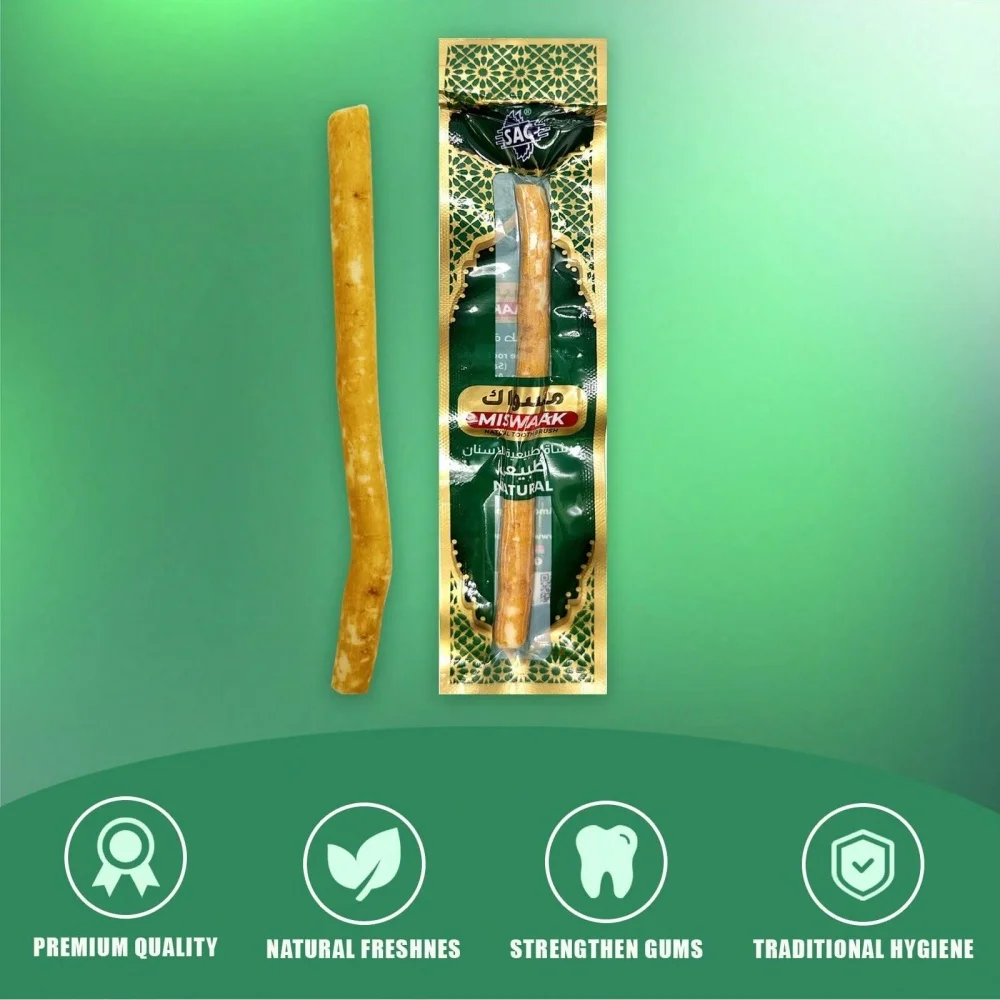 Natürliche Miswak-Zahnbürste, vakuumversiegelt, natürlicher Geschmack, traditioneller Zahnbürstenstift für gesundes Zahnfleisch, zähne frischerer Atem, Geschenk