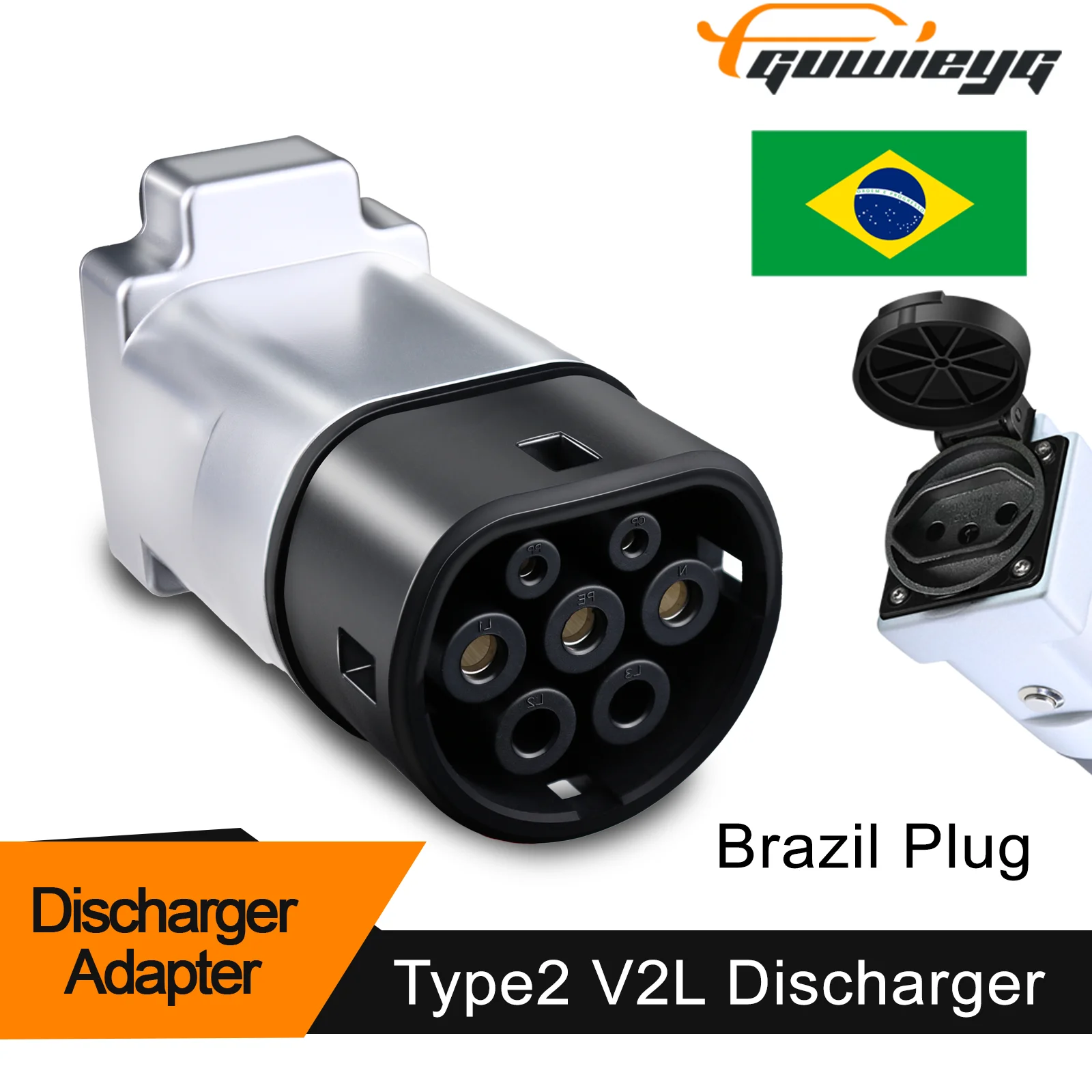 V2L Discharger Brazil Plug For Type2 Car Discharge EV Cable Adapter Support MG Kia Hyundai Discharge V2L Vehicle to Load Type 2