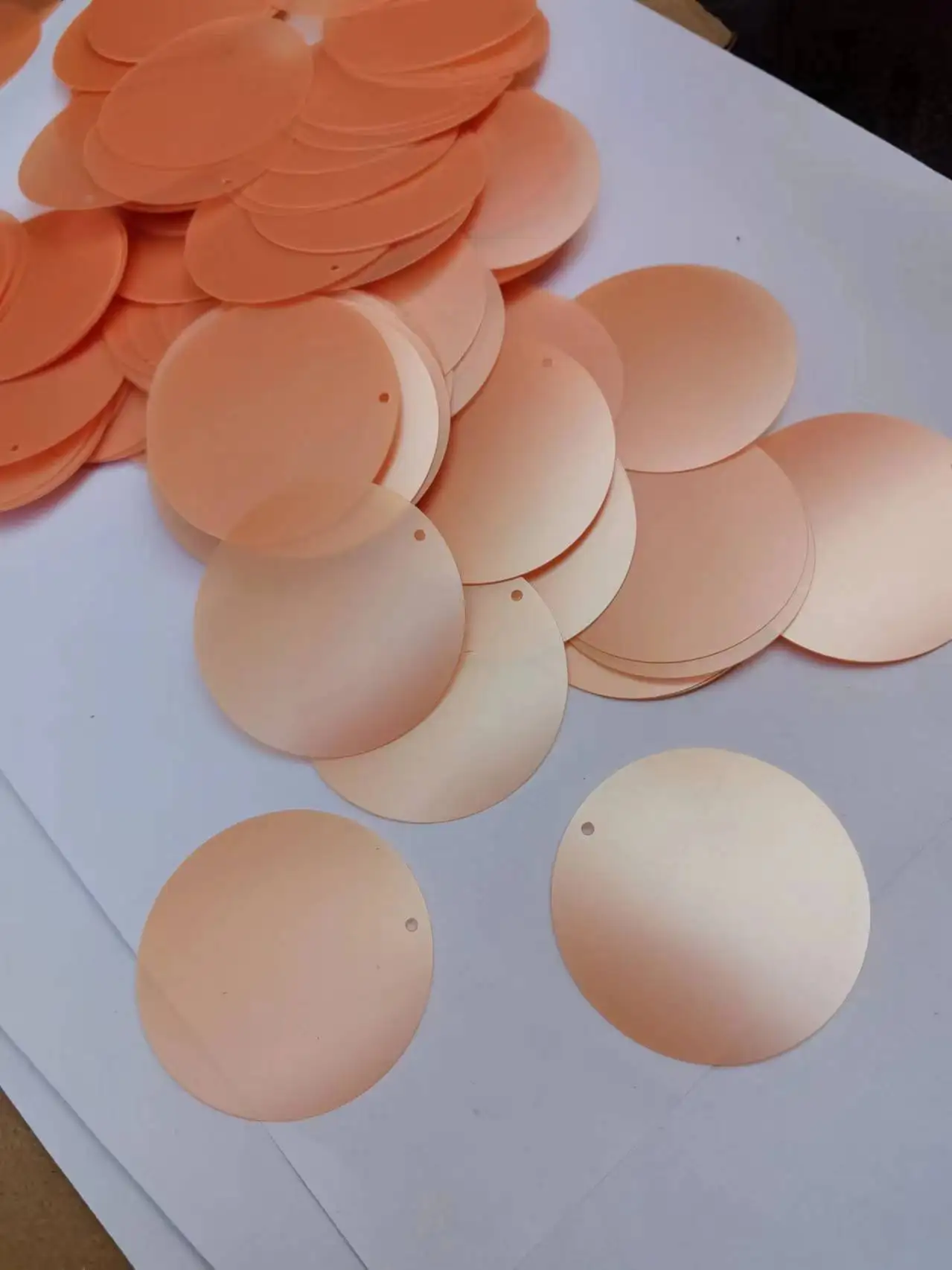 50g 50mm Flat Large Round Sequins For Crafts Sewing Accessories With 1 Side Hole Matte Light Pink