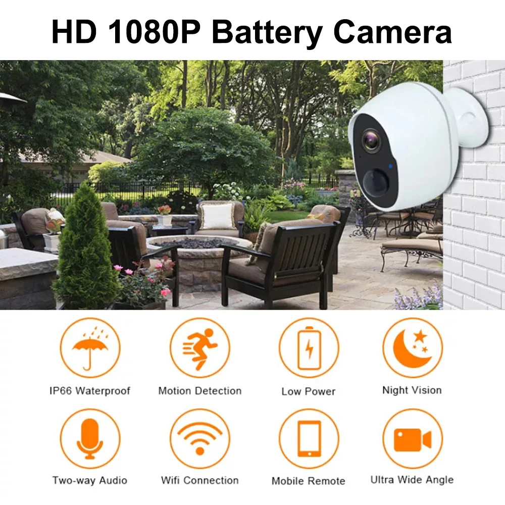 3MP Security IP Camera 5200mAh Battery Powered Night Vision WiFi Camera Smart Home Video Surveillance Camcorder Two-Way Audio