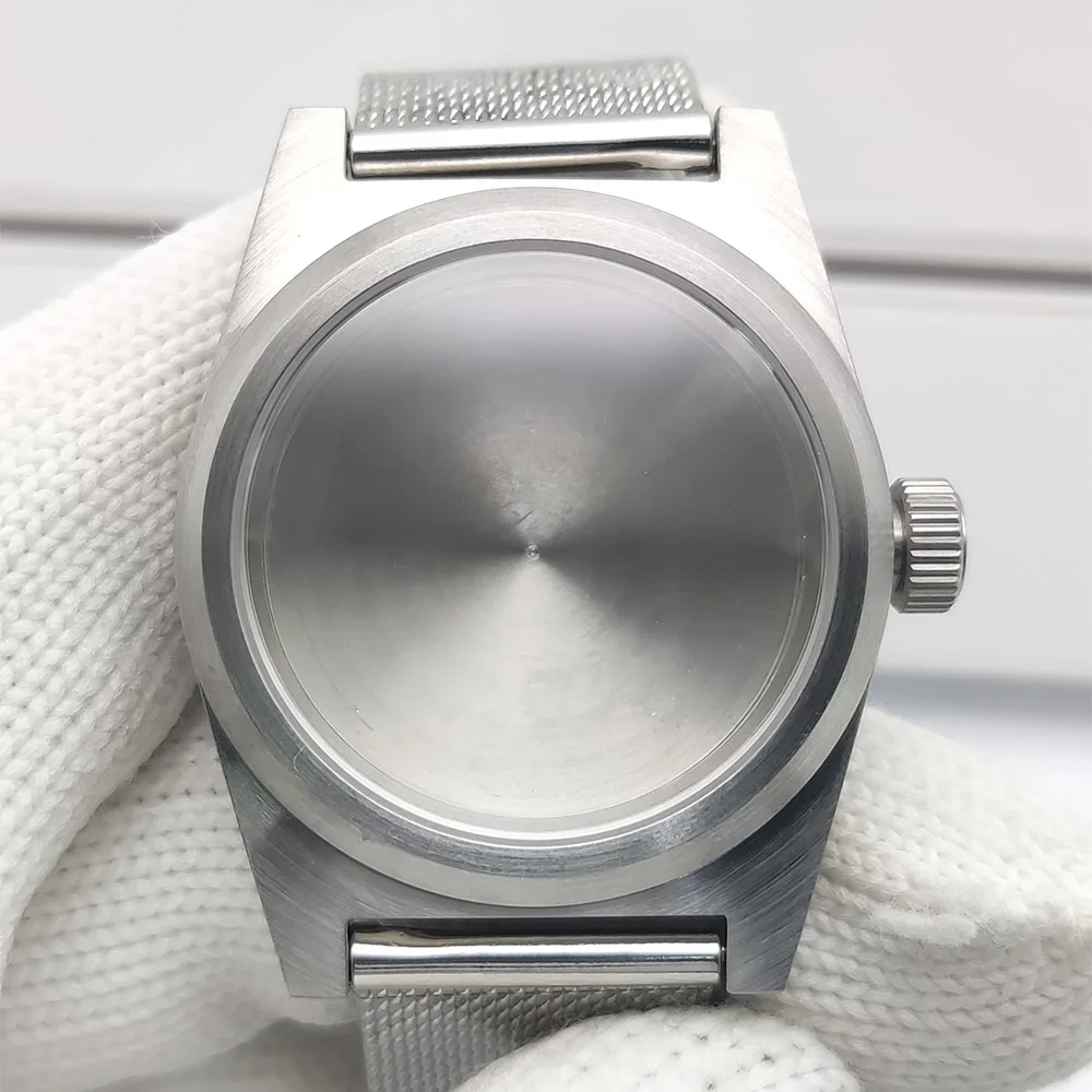For Men's 28.5mm Dial 38MM Water Resistant Brushed Stainless Steel Diving Case Kit Sapphire Glass for NH35 NH36 Movement