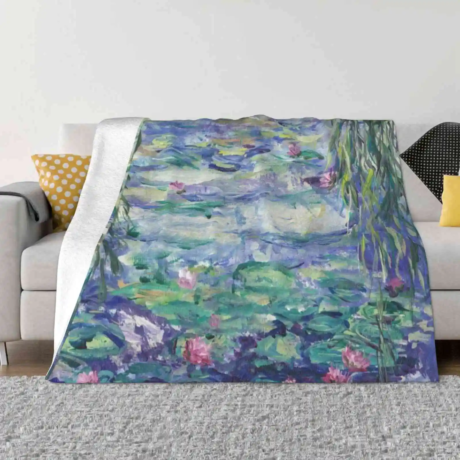 Lillies Over The Pond Four Seasons Comfortable Warm Soft Throw Blanket Landscape Mary Sedici Pond Water Lilies Sediciart