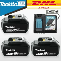 Genuine Makita 18v Battery With Charger,Makita 18 v Battery 6.0Ah 5.0ah,,Rechargeable Lithium Ion for BL1850 LXT400 Power Tool