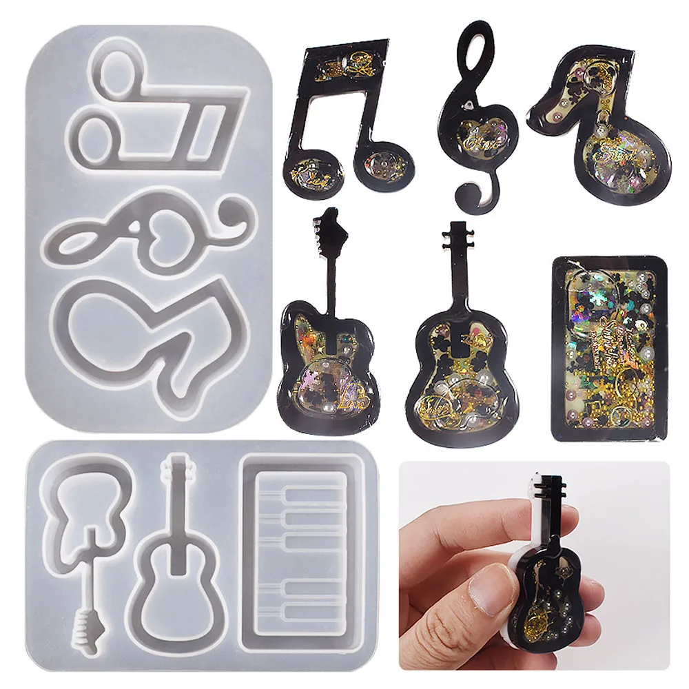 

DIY Craft Music Notes Guitar Instruments Piano Quicksand Pendants DIY Keychain Pendants Silicone Molds Jewellery Resin Crafting