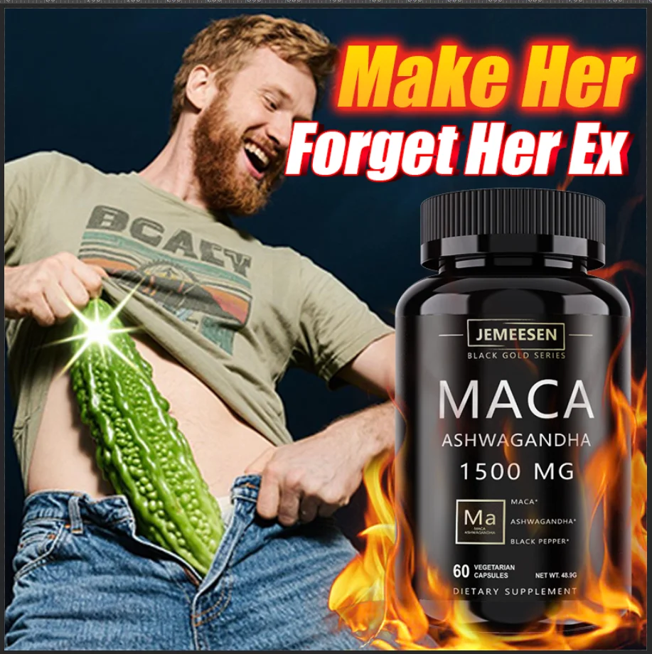 

JEMEESEN-Maca Root Capsules With Maca Root Extract,Ashwagandha,Black Pepper,Men's Health & Natural Energy, Mood & Performance