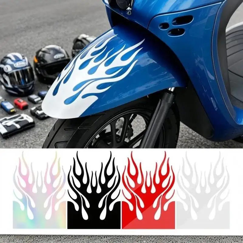 【MO】1Pc Flame Motorcycle Fenders Sticker Waterproof Self-adhesive Vinyl Decal For Most Motorcycle Mudguard Decoration