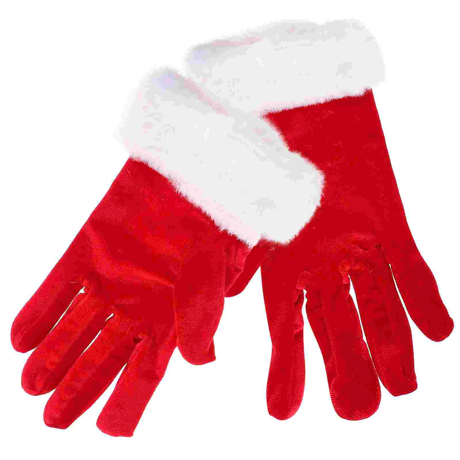 

Short Gold Velvet Christmas Party Etiquette Performance Gloves Full Finger Mitts Winter Women Warm