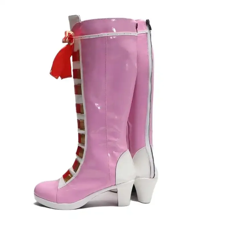 Game Tekken 8 Lili Cosplay Shoes Boots Pink Long PU Leather For Halloween Christmas Carnival Party Role Play Props For Women Men