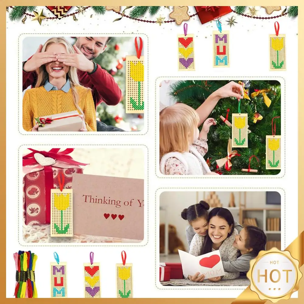 4 шт., деревянные закладки для вышивания крестом, 5 ниток