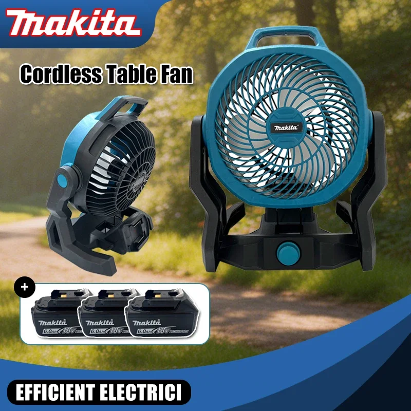 

Беспроводной настольный вентилятор Makita, портативный вентилятор для кемпинга, 21В, многофункциональный, с регулируемой головкой, 3 скорости, настольный/напольный вентилятор