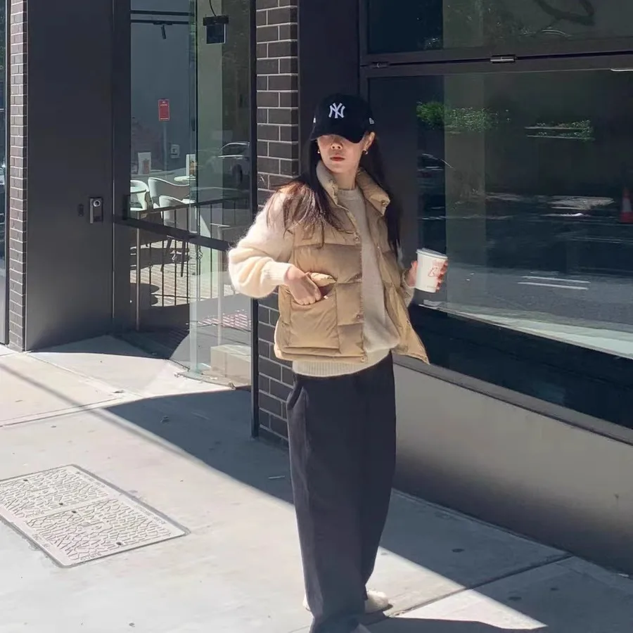 الدفء خفيفة الوزن Du down سترة Jaet الوقوف الياقة زر واحد Brunch الأبيض Du ريشة سترة معطف الكورية Sle المرأة... #3