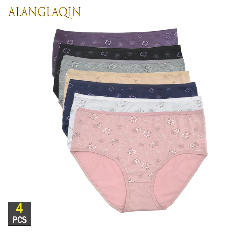

4 шт./лот, женское хлопковое нижнее белье, бесшовные трусы с принтом, удобные трусики, сексуальное женское белье для девочек, женские трусики Calcinha