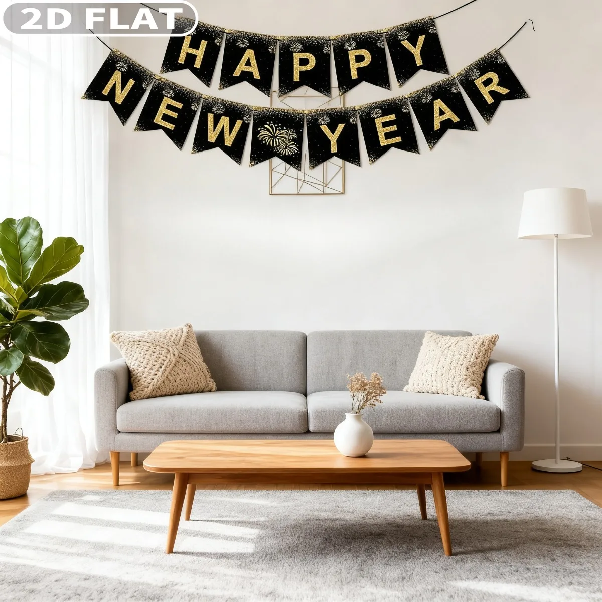 

2D FLAT 13pcs New Years Party Packs Decorations 2026 - 5x6 Inch Happy New Year Banner - New Years Eve Party Supplies - NYE Decor