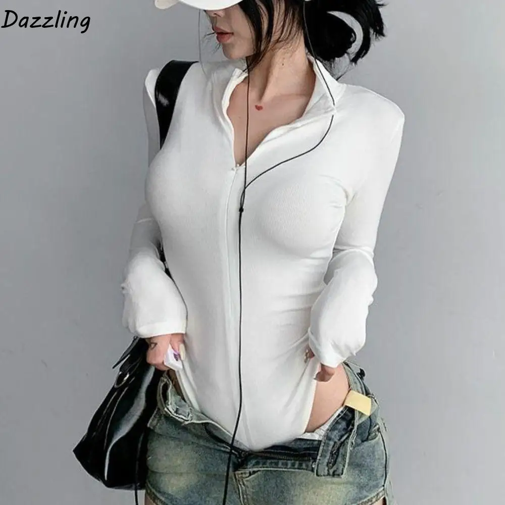

Trendy Underwear Slim Fit Shapewear Stand Collar Zipper Seamless Bodysuits Long Sleeve Bottoming Shirt Slimmer Body Shapers Gym