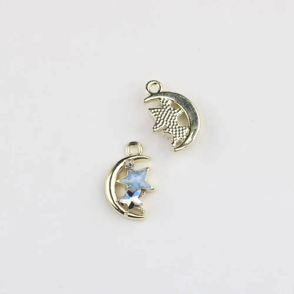 40pcs Handmade Silvery Golden Color Jewelry Pendant Charms Star Moon Necklace Earrings Pendants Diy Jewelry Making Findings