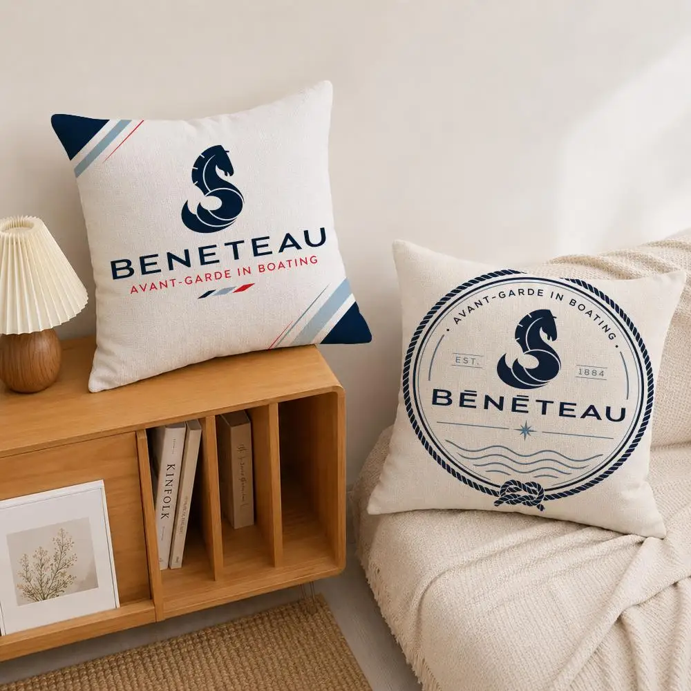Brand Beneteau Cushion Cover Natural Linen Pillowcase Set, All-in-One Decor for Sofa, Bedroom & Chair