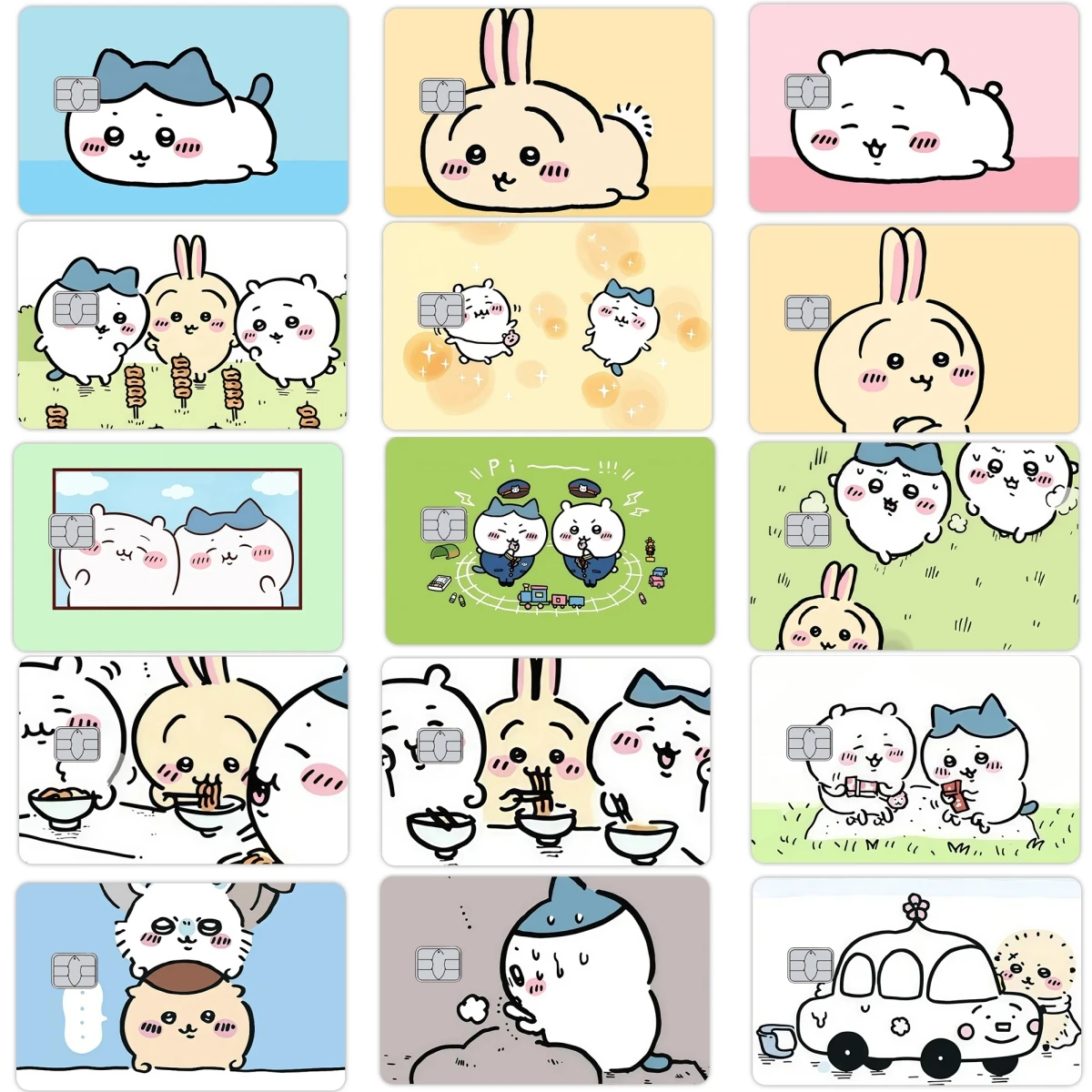 أنيمي الكرتون Diy Usagi Hachiware لطيف بطاقة الخصم الائتمان مقاوم للماء غطاء الفيلم ملصقات الجلد Kawaii ملصق مائي الشريط الجانب الأمامي غطاء