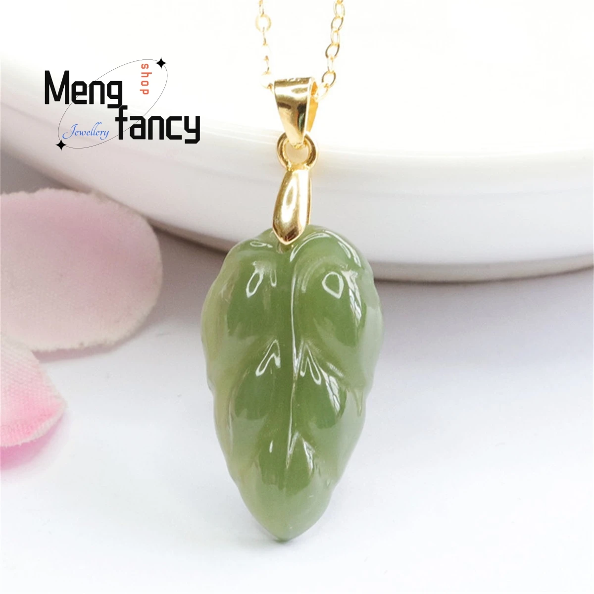 

Natural S925 Silver Inlaid Hotan Jade Leaf Pendant Necklace Exquisite Fashion Personality Simple Atmosphere Women Fine Jewelry