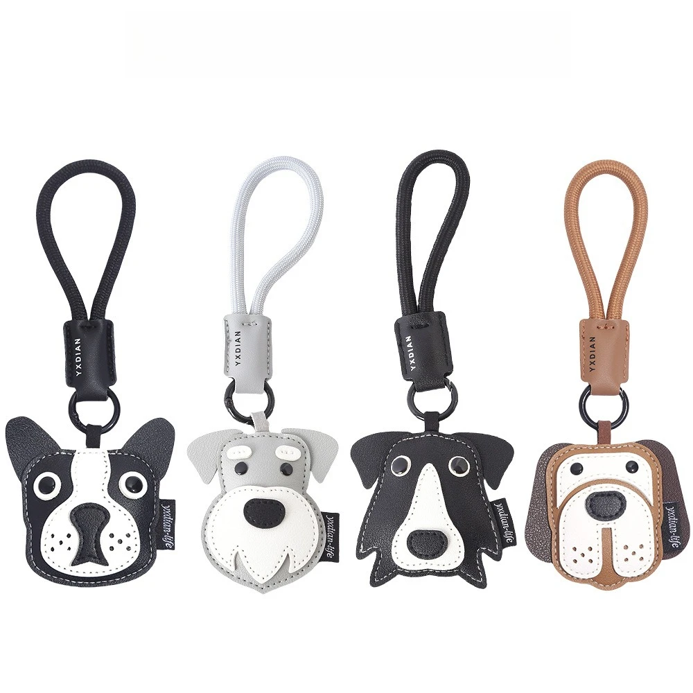 Creative Leather Dog Keychain Cute Cartoon Puppy Key Ring Border