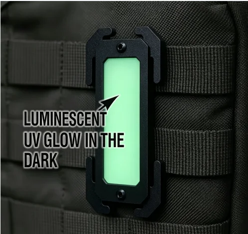 2Pcs Luminous Glow In Dark Marker 3D printed Backpack Vest Accessory Noctilucent Identification Plate Outdoor Camping Hiking